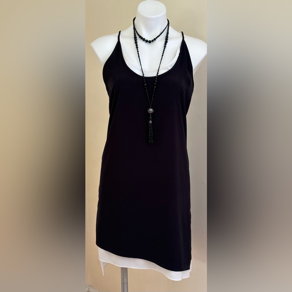 Ivy & Blu Black,White 2 Layered Sheer Light Material Round Spaghetti Straps Sz 8